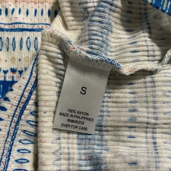 Nollie White Blue Print Long Sleeve Pocket Henley Top - Picture 5 of 6